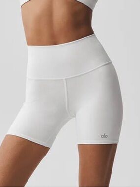 Alo Airbrush High-Waist White Biker Short